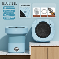 COD Portable 11L Mini Washing Machine Folding Drain Mini Mesin Basuh Foldable Blue Light Sterilizati