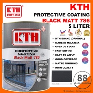 5L KTH 786 matte black paint cat besi / cat hitam matte / cat kayu wood paint / anti rust paint / ca