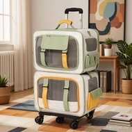 【In Stock】Premium Large Pet Carrier: Portable Backpack/Trolley/Luggage/Villa for 2 Cats/Multi-Pets (