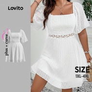 Lovito Women's Plus Size Curve Elegant Stitched Jacquard Dress for Summer/Spring LBL22624
