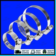 (10pcs = 1pack) FULL Stainless Steel Hose Clip Clamp / Adjustable Hose Pipe Clips / Fastener / 6mm 1/2"  To 160mm 6 1/4"