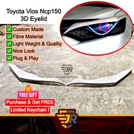 JR Custom Made 3D Eyebrow Eye Cover Eyelid Toyota Vios NCP150 Kening Lampu Car Accessories Bodykit E