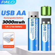 Palo 1.5V AA USB Rechargeable Battery 3000 mWh 1.5V Li-ion AA Battery