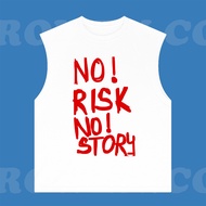 ROWEN.CO - SINGLET SHIRT NO RISK NO STORY | ROCK MUSIC METAL BAND | T-SHIRT SINGLET WHITE STYLE Y2K 
