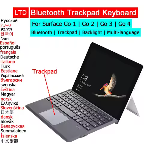 Bluetooth Keyboard For Surface Go 1 2 3 4 10.5 inch Trackpad Russian Arabic Hebrew Korean Spanish Fr
