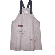 Kusuguru Japan 236617 Ponte Knit Matilda Apron, Button Opening Apron, Heather Gray, M - L