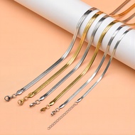 10pcs/pack Stainless Steel Blade Necklace Flat Snake Chain Hip-Hop Style Blade Chain Thin Style Encr