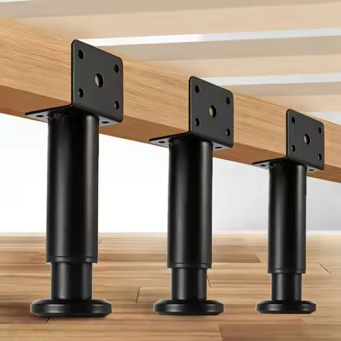 4PCS No-Drill Furniture Leg Extenders, Non-Slip Floor Protector Feet, Adjustable Height Support for 