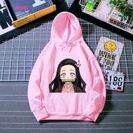 2021 Kawaii Nezuko Demon Slayer Winter Hoodies Anime Pink Clothes Cartoon Print Kids Girls Hoodies Harajuku Tops Long Sleeve Sweatshirt