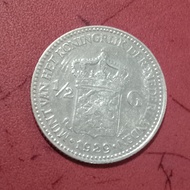 Koin Perak 1/2 Gulden Wilhelmina 1929 silver TP33uk