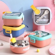 Japanese Square Food Container Meal Lunch Box Tupperware Lunch Box Kids Bekas Makanan Baby Food Storage 日系彩色便当盒保鲜盒带饭盒