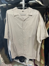 MUJI 無印良品 / L-XL / 開領短袖襯衫(淺灰色)