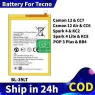 Battery For Tecno Camon 12 Air Spark 4 Lite Pop 3 Plus Bateri Camon12 spark4 BL-39LT
