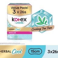Kotex Herbal Cool Liners Sanitary Pad (Regular) / (Longer & Wider) Disposable Pantyliners Tuala Wani