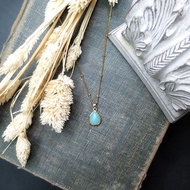 VIIART。永凍。亞馬遜天河石鍍古金項鍊|鎖骨鍊水滴型寶石吊墜