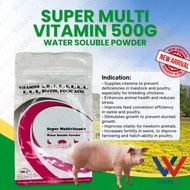 500G SUPER MULTIVITAMIN WS (WITAMIN A,D3,E,K3,C,B1,B2,B3,B5,B6,B12, BIOTIN, FOLIC ACID) animals