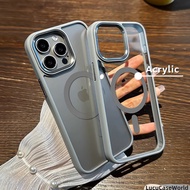 Gray Clear Acrylic Frame Hard Case hp iPhone 11 12 15 14 13 Pro Max Plus Metallic lens protector Ant