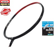 Apacs Nano Fusion Speed 722【Install with String】Yonex BG66 (Original)Badminton Racket-Black Red(1pcs)