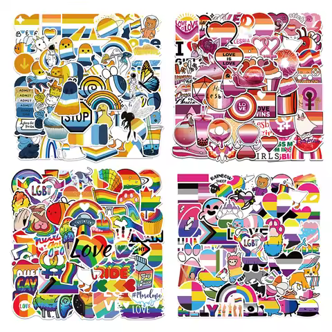 10/25/50pcs Mixed LGBTQ Aroace Pride Lesbian Transgender Sticker Waterproof for Water Bottle Laptop 