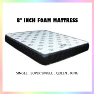 8 Inch Foam Mattress - Single, Super Single, Queen, King