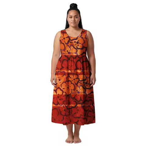 Comfortable Lady Clothes Custom Casual Samoan Party Women O-Neck Maxi Skirts Polynesian Tank Tops Dr