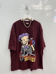 เสื้อยืดผ้าฟอกวินเทจ ลาย Betty Boop ตัวแม่ โอเวอร์ไซส์ แขนสั้น ผ้าเกรดพรีเมี่ยม นุ่มใส่สบาย มี 3 สี ใส่ได้ทั้งชาย-หญิง