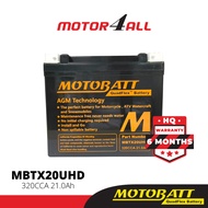 MOTOBATT Quadflex MBTX20UHD Motorcycle Battery Premium Yuasa Replacement with AGM Technology Motor4a