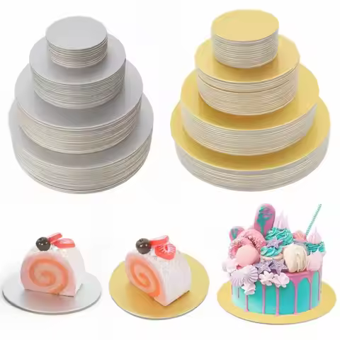 10pcs Durable 6/8/10 Inch Round Cake Board Cardboard Golden Cake Cardboard Circle Dessert Tray Bakin