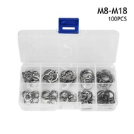 【BET】100pcs 304 Stainless Steel External Circlip Retaining Ring Assortment 8-18mm Set[my]