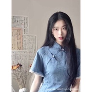 French Gentle Dress High-End Temperament Celebrity All-Match Blue Floral Dress Summer New Style New 