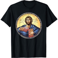 Tops Casual Streetwear  Jesus Christ Pantocrator Orthodox Byzantine Icon T-Shirt