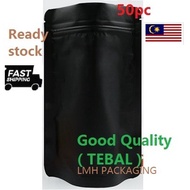 [ TEBAL ]50pcs STAND UP black matte aluminium foil ziplock bag ziplock pouch black matte bag for powder paste sambal etc