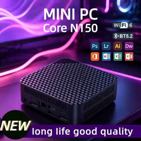 Mini PC Intel N150 16GB 512GB NVMe SSD 4C4T 3.6GHz Triple 4K HDMI WiFi6 BT5.2 Silent Fanless Small D
