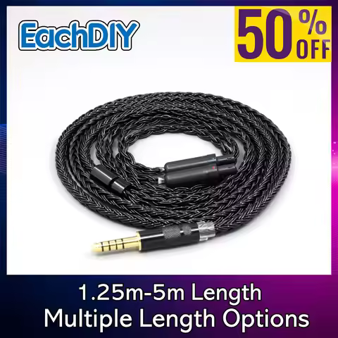 Black Braided 16 Core Earphone Cable For Sennheiser HD800 HD800s HD820s HD820 Dharma D1000 Headphone