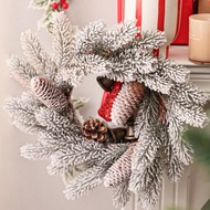 1/2pcs Artificial Christmas Cedar Wreath With Plastic Pinecones, Snow-Dusted Effect, Realistic Textu