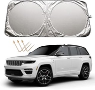 XHRING Windshield Sun Shade Sunshade for Jeep Grand Cherokee/L (Not for Cherokee) 2011-2024 Wagoneer