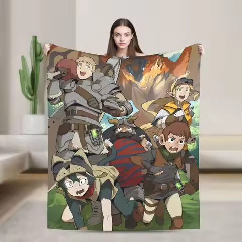 Anime Delicious In Dungeon Meshi Blanket Cover Velvet Manga Soft Throw Blankets for Bed Bed Rug