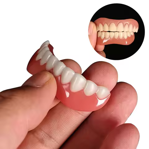 1pc Silicone Upper Lower Veneers False Teeth Laugh Veneers Dentures Paste Fake Teeth Braces Comforta