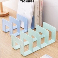 TECHHUB4 Divider Book Stand, 4 Grid Bookshelf Desktop Bookends, Book Holder Display Simple Sturdy De
