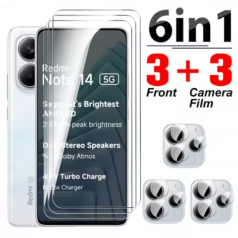 For Redmi Note 14 Global Glass 6in1 Tempered Glass Camera Film Xiaomi Redmy Readme Radmi Note14 5G 4