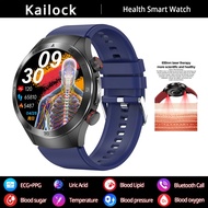Laser Therapy Smart Watch Blood Sugar Blood Lipid Uric Acid Monitor ECG+PPG Health Smartwatch Blueto