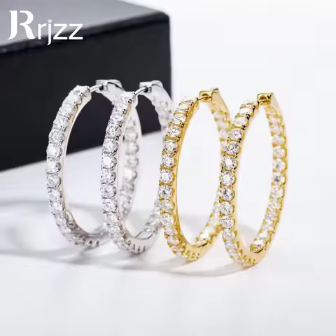 Rrjzz 5A Zircon Huggie Hoop Earrings 14K Gold Plated CZ Lab Created Diamond Earrings for Women Hypoa