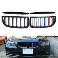 A Pair Car Styling 2 Line Double Slat Front Kidney Grille Racing Grill For BMW 3 Series E90 E91 LCI 