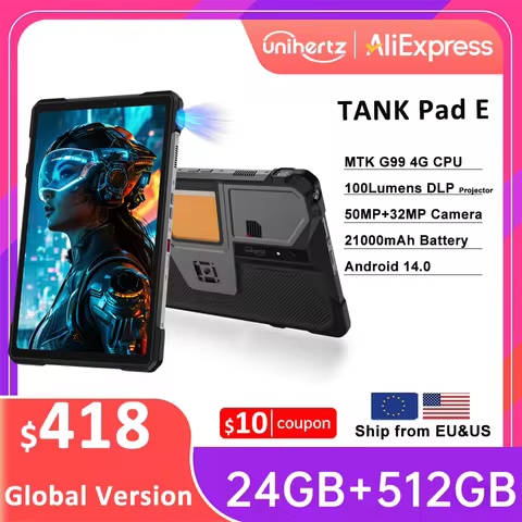 Unihertz 8849 TANK PAD E Rugged Projector Tablet Smartphone 10.95 inch 24GB 512GB 21000mAh 32MP 50MP