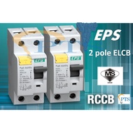 EPS ELCB 25A 2 Pole / 40A 2 pole / 63A 2 pole 10mA 30mA 100mA ELCB (RCCB) - Single Phase