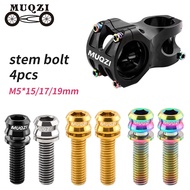 MUQZI 4/6PCS Bicycle Handlebar Stem Screw M5x15/17/19/23mm Titanium Alloy Fixing Bolt Ultra-Light MTB Road Fixed Gear Bike Parts