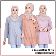 FC Mart - Women Casual Blouse / Baju Muslimah Butang / Basic Long Sleeve Button Top / Blause Lengan Panjang Perempuan