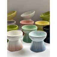 Cool Color Le Cr*uset Tall Flat Mouth Pet Bowl Ceramic Slant Mouth Black Water Bowl Food Bowl Cat An