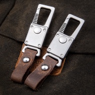 Titanium Alloy Keychain Car Pendant Multifunctional Cowhide Rope Strap Accessories EDC Outdoor Campi