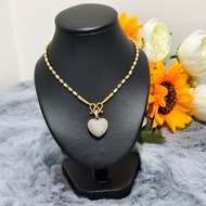 Necklace 2 Kings Rice Grain Pattern cz Heart Pendant 2 Styles To Choose From Size 2 Mm Length 20 Inc
